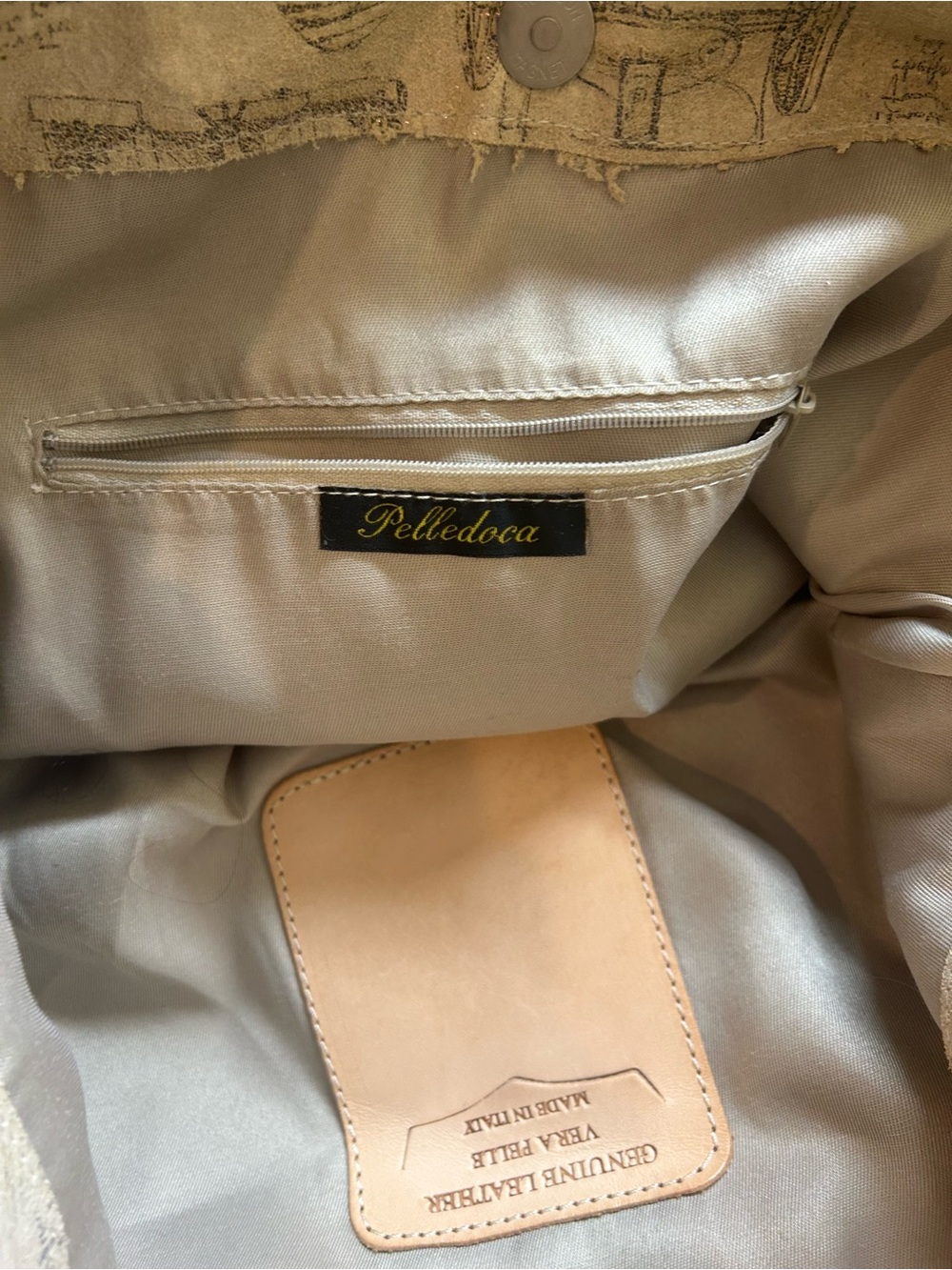 Genuine Leather Vera pelle Beige Printed Hobo Shoulder Bag - Picture 10 of 10